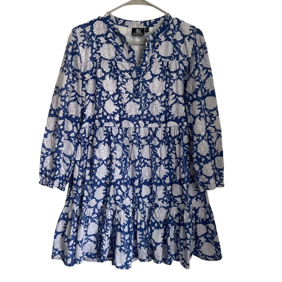 Tuckernuck Dresses & Skirts - Tuckernuck Madison Mathews Blue White Floral Block Print Dress Women's Medium
